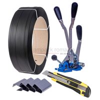 Pachet bandă PP 12 mm + cleste + capse + cutter profesional