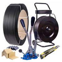 Pachet bandă PP 12 mm + cleste + capse + cărucior + cutter uz industrial + coltare carton 35*30*3*100 mm